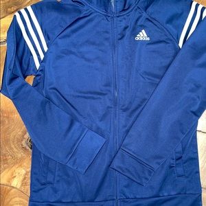 Boys Adidas zip up navy jacket size 14/16